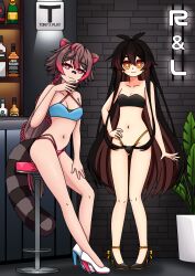 2girls bikini bikini_bottom bikini_top latam_virtual_youtuber lin_kaimane raccoon_ears raccoon_girl raccoon_tail racoon_ears racoon_girl racoon_tail rakkun swimsuit thighs tony_x_play tonyxplay virtual_youtuber vtuber vtuberfanart