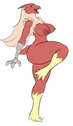 1girls 3_fingers abs areolae ass avian beak belly big_ass big_breasts blaziken blonde_hair blue_eyes breasts claws danonymous eyelashes feet female female_only huge_ass large_ass large_breasts leg_up long_hair muscular muscular_female nintendo nipples nude open_mouth pokemon pokemon_(species) pokemon_rse red_skin simple_background smile solo standing tail thick_thighs tongue video_games white_background wide_hips yellow_sclera