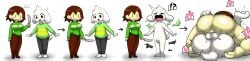 1boy 1girls 2d adoptive_siblings amazon_position amazonian_mating_press anthro asriel_dreemurr ass blush breasts brown_hair chara duo enigi09 female goat goat_ears goat_tail groping heart huge_breasts male mating_press penis pussy_juice reverse_rape sex sweat tail testicles trusting undertale undertale_(series) vagina vaginal_penetration