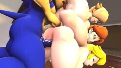 anthro_on_human anthro_penetrating_female anthro_penetrating_human ass asses big_ass bluewyvern crossover female_on_female fffm_foursome fingering_pussy foursome harem licking_pussy mario_(series) naked naked_female princess_daisy princess_peach princess_rosalina princesses sonic_(series) sonic_the_hedgehog sonic_the_hedgehog_(series) vagina vaginal_penetration