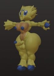 1futa 3d 3d_(artwork) alternate_view animal_feet beak blue_eyes body_fur breasts closed_mouth colored_skin completely_nude erection full_body furry furry_female futanari grey_background happy joltik large_breasts legs navel nintendo nipples nude outstretched_arms penis personification pokémon_(species) pokemon ryanprisma3d short_hair simple_background sketch solo spread_arms standing stomach testicles thick_thighs thighs uncensored wide_hips yellow_fur yellow_skin