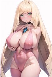 ai_generated big_breasts blonde_hair female female female female_focus lingerie lusamine_(pokemon) mommy pokemon rcos solo solo_female solo_focus