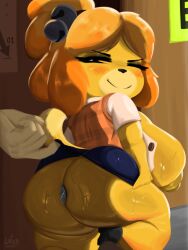 anal anal_sex animal_crossing anthro anus areola ass big_butt biped blush bottomwear buttplug buttplug_in_ass buttplug_insertion canid canine canis clothed clothing domestic_dog ejavox female fur hi_res huge_butt isabelle_(animal_crossing) looking_back mammal nintendo no_underwear object_in_ass penetration plug_(sex_toy) plug_insertion sex_toy sex_toy_in_ass sex_toy_insertion shih_tzu skirt smile thick_thighs toy_dog yellow_body yellow_fur