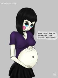 1girls black_hair emmy_the_robot hex51 humanoid_robot pregnant robot wedding_ring