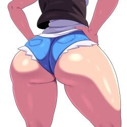 1girls ai_generated ass ass_focus big_ass booty_shorts dat_ass female female_only hilda_(pokemon) huge_ass jean_shorts jorts mullon novelai pokemon pokemon_bw shiny_skin solo solo_female solo_focus that_ass_was_fat thick_ass thick_thighs thighs white_undershirt