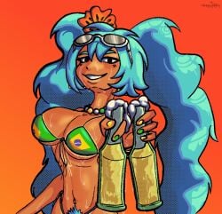 almost_naked almost_nude beer big_breasts blue_hair brazil brazilian brazilian_female brazilian_miku gromfrom hatsune_miku latina vocaloid