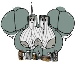 9/11 anthro big_areola big_ass big_belly big_breasts big_butt big_nipples big_thighs bubble_ass bubble_butt history inanimate inanimate_object public_domain theslashfive twin_towers