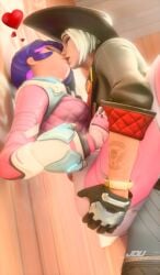 3d ashe_(overwatch) ass_grab blizzard_entertainment jdv juno_(overwatch) kissing overwatch overwatch_2 venus_juno