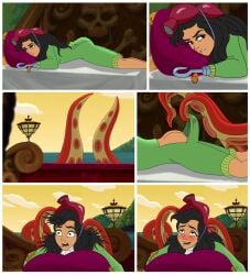 anal_sex ass barefoot bodysuit brown_eyes captain_hook comic_page consensual_tentacle_sex consentacles dark_hair disney disney_villains genderswap_(mtf) hook hook_hand implied_vaginal long_hair octopus peter_pan_(disney) pirate pirate_girl pleasured pleasured_face plip-plop plip_plop_octopus rule_63 serisabibi tentacle tentacle_penetration torn_bodysuit torn_clothes villainess