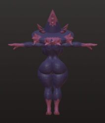 1futa 3d alternate_view ass back back_view backboob black_background breasts colored_skin completely_nude from_behind full_body futanari hat large_breasts mismagius nintendo nude outstretched_arms pokémon_(species) pokemon pussy red_gloves ryanprisma3d simple_background solo spread_arms standing thick_thighs thighs uncensored wide_hips witch_hat