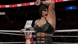 3d armpit armpit_fetish armpit_sniffing blender blender_(software) emo goth goth_girl holding_sign liv_morgan muscular_female rhea_ripley smelling_armpit sniffing sniffing_armpit theblendertaper wrestling_outfit wrestling_ring wwe wwe_diva