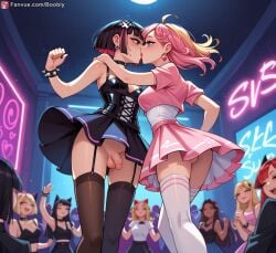 ai_generated ass boobly futa_on_futa futanari kissing otoko_no_ko penis thigh_highs upskirt yuri