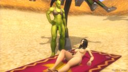 3d anklet beach breasts collar dickgirl fellatio female futa_on_female futanari green_body green_penis green_skin human human_female humanoid intersex intersex/female jewelry kaelscorner light-skinned_female light_skin mammal oral orc orc_futanari penis seaside sex sylvya_felstorm video_games warcraft white_skin world_of_warcraft