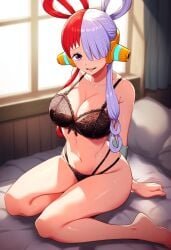 ai_generated female female_only keinovelnovelai light-skinned_female light_skin one_piece one_piece_film_red purple_eyes red_hair solo two_tone_hair uta_(one_piece) white_hair