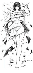 1girls abs female female_only flexing fubuki_(one-punch_man) huge_breasts monochrome muscular muscular_female nude one-punch_man ripped_clothing solo thegoldensmurf vagina wide_hips