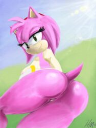 amy_rose anus ass bubble_butt furry hmx laying_down looking_at_viewer naked pussy sonic_(series) unfinished