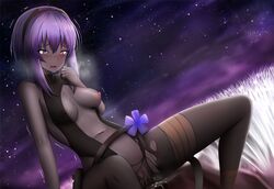 breasts fate/grand_order fate_(series) ginhaha hassan_of_serenity_(fate) medium_breasts purple_eyes purple_hair pussy