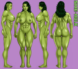 1girls abs ass avengers big_breasts breasts female female_only green_hair green_skin huge_breasts hulk_(series) large_breasts legs marvel marvel_comics muscles muscular muscular_female nipples nude pubic_hair pussy she-hulk solo sweat thick_thighs thighs wide_hips zakuman