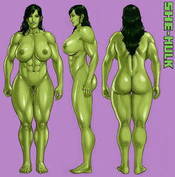 1girls abs ass avengers big_breasts breasts female female_only green_hair green_skin huge_breasts hulk_(series) large_breasts legs marvel marvel_comics muscles muscular muscular_female nipples nude pubic_hair pussy she-hulk solo sweat thick_thighs thighs wide_hips zakuman