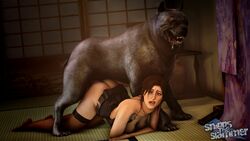 1animal 3d ahe_gao canid canine canine_on_human canine_penis dog domestic_dog dress female female_human female_on_feral feral from_behind hetero human knot lara_croft lara_croft_(survivor) mabari male male/female male_canine no_panties penis sex snippstheslammer source_filmmaker straight thighhighs tomb_raider zoophilia