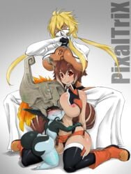 3girls abs alternate_breast_size animal_ears antenna_hair areola armpits arrancar ass back black_legwear black_panties black_skin blazblue bleach blonde_hair blue_skin blush boots bottom_heavy breast breast_rest breast_tattoo breasts brown_hair cleavage clothed clothes clothing crop_top crossover dark-skinned_female dark_skin dress english_text espada eye_contact facial_mark female female_only fur green_eyes grey_skin grin half-closed_eyes helmet high_collar highleg highleg_panties highres huge_ass huge_breasts imp_midna interspecies kneeling larger_female long_hair looking_at_viewer makoto_nanaya mask midna miniskirt multiple_girls navel neon_trim nintendo nipple_slip nipples nude orange_hair panties pixaltrix pointy_ears red_eyes short_hair shortstack side_slit sideboob simple_background sitting size_difference skirt small_breasts smaller_female smile spread_legs squirrel_ears squirrel_tail tail tattoo teeth text the_legend_of_zelda thick_thighs thighhighs tia_harribel twilight_princess two_tone_hair two_tone_skin underwear watermark white_background wide_hips yellow_sclera