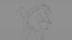 2017 animal_genitalia animal_penis animated anthro ass backsack balls big_penis bouncing_balls equine equine_penis fur greyscale hair horse horsecock male male_only mammal masturbation monochrome musclegut muscular muscular_male nude penetrable_sex_toy penis sex_toy simple_background solo tabuley thrusting