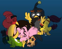 angry_birds avian bomb_(angry_birds) bubbles_(angry_birds) chuck_(angry_birds) columbia_pictures feet_licking hal_(angry_birds) orgy red_(angry_birds) rovio rovio_animation rovio_entertainment sega sony stella_(angry_birds) tagme the_angry_birds_movie