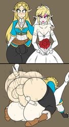 1boy 1futa anal anal_penetration androgynous ass balls big_ass bimbo_femboy bimbofied blonde_hair blush bouquet breath_of_the_wild bride bulge crossdressing dickgirl donkaqq eyeshadow femboy femboy_bride feminine_male full-package_futanari futa_is_bigger futa_on_male futanari girly half-erect_while_penetrated high_heels hourglass_figure huge_cock hylian instant_loss_2koma intersex legs_up link lipstick makeup male male_bride male_wife mating_press motion_blur motion_lines nintendo penis penis_size_difference pointy_ears princess_zelda roses sissy small_penis testicles the_legend_of_zelda trap trap_bride trap_wife wedding_dress wedding_veil wide_hips zelda_(breath_of_the_wild)