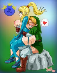 <3 1boy 1girls big_breasts bigger_female blonde_hair blue_eyes breasts busty crossover emotionless expressionless female from_behind larger_female link link_(ocarina_of_time) male metroid motion_lines nintendo ocarina_of_time pinkpawg samus_aran sex size_difference smaller_male straight super_smash_bros. the_legend_of_zelda zero_suit zero_suit_samus