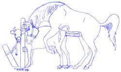 2000 anatomically_correct anatomically_correct_genitalia anatomically_correct_penis anatomically_correct_pussy animal_genitalia animal_penis animal_pussy blue_and_white bovine bovine_genitalia bovine_pussy cattle equine equine_genitalia equine_penis female feral feral_on_feral forced from_behind_position fur genitals horse horsecock interspecies male mammal monochrome mounting penetration penis pussy rope sex shallow_penetration size_difference sketch teats tied_down tim_o'rourke udders year