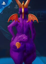 anthro anthrofied ass balls big_ass big_butt bubble_butt dragon fat_ass horn male male_only nude playstation playstation_4 presenting presenting_hindquarters reptile rowf scalie solo spyro spyro_the_dragon standing thick_thighs video_games wings