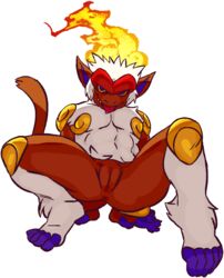 2018 4_toes abs all_fours alpha_channel anthro anus ass belly blue_eyes blue_skin brown_fur cuntboy digital_media_(artwork) drooling fangs feet fire flat_chest front_view furry half-closed_eyes infernape intersex leg_up looking_at_viewer monkey muscular muscular_intersex nintendo nude pokémon_(species) pokemon pokemon_(species) pokemon_dppt presenting pussy saliva simple_background smile solo spread_legs spreading tail tderek99 teeth tongue tongue_out video_games white_fur yellow_sclera