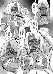 dark-skinned_female dark_skin fellatio huge_breasts ingrid_(taimanin_asagi) licking monochrome paizuri r-wade solo_focus tagme taimanin_asagi translation_request