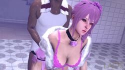 3d animated arisha_(vindictus) big_breasts bouncing_breasts bra breasts cleavage dark-skinned_male dark_skin female from_behind interracial laosduude large_breasts male sex sound straight video vindictus