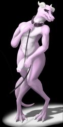 anthro balls benign_light collar embarrassed foreskin girly humanoid_penis male penis pink_skin purple_eyes savra_rodochrous scalie simple_background solo