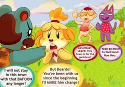 1girls 2016 3_toes 3boys angry animal_crossing animal_crossing_boy annie-mae annoyed anthro argument barefoot beady_eyes bear beardo_(animal_crossing) beige_penis biped black_eyes black_nose blonde_hair blue_body blush blush_sticker bob_(animal_crossing) bottomless brown_clothing brown_hair buzzcut canine clothed clothing cloud dialogue dirt english_text eyewear facial_hair feline female flaccid floppy_ears front_view frown fur furry grass green_clothing group hair hairband hand_on_hip handpaw human humanoid_penis humor isabelle_(animal_crossing) laugh light_skin looking_at_another male mammal mature_male middle_finger moustache multicolored_fur muzzle_(marking) navel nintendo open_frown open_mouth open_smile outside pawpads paws penis pink_clothing plaid pointing ponytail public_nudity purple_body purple_tail rear_view red_nose shadow shih_tzu shirt short_hair sky slit_pupils smile smirk smug speech_bubble standing sunglasses tan_balls tan_skin tank_top testicles text toes tree two_tone_fur vertical_bar_eyes video_games villager_(animal_crossing) villy_(annie-mae) what whiskers white_fur worried yelling yellow_fur yellow_nose yellow_pawpads