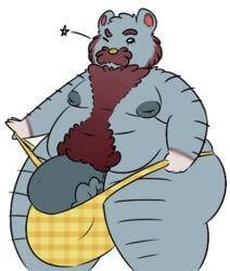 2016 alpha_channel animal_crossing anthro arm_hair barazoku barely_contained bear beardo_(animal_crossing) belly big_belly biped black_eyes blue_body body_hair brown_body bulge chest_hair clothing darkened_genitals deep_navel eyelashes facial_hair flat_texture gloves_(marking) grey_nipples grey_penis hairy happy_trail holding_clothing hyper hyper_bulge hyper_penis inverted_nipples l00dpanda leg_hair lighting male mammal markings mature_male moobs moustache multicolored_body navel nintendo nipples no_sclera obese one_eye_closed overweight overweight_male penis penis_base pinup plaid portrait pose shadow sideburns simple_background solo standing star tan_nose thick_thighs thong three-quarter_portrait transparent_background vein veiny_penis video_games white_body wink