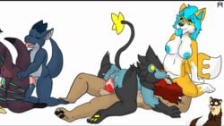 2018 2girls 3_toes 4boys abs ambiguous_gender anal anal_sex animated anthro anthro_on_anthro areolae ass being_watched big_breasts big_penis big_tail bisexual black_fur black_hair blue_eyes blue_fur blue_penis blue_skin breasts brown_fur canine claws cum cum_in_pussy cum_inside cunnilingus digital_media_(artwork) dragon erection feet feline fellatio female foursome fox fur furry group group_sex hair half-closed_eyes hand_on_back humanoid_penis hyena hyperhair interspecies kneeling kobold licking lion luxray male male_penetrating mammal muscular muscular_male navel nintendo nipples nude on_back on_top open_mouth oral oral_penetration orgasm orgy original_character otter parallel_sex pawpads paws penetration penis pokémon_(species) pokemon pokemon_(species) pokemon_dppt purple_hair pussy raised_tail red_eyes red_penis red_sclera reptile scales scalie sex signature simple_background smile spitroast tail teamwork testicles text thick_thighs threesome tongue tongue_out vaginal_penetration veins veiny_penis video_games watermark white_background wide_hips wolf yellow_eyes yellow_fur