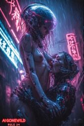 ai_generated breasts cybernetic_arm cybernetic_limb cybernetics cyberpunk cyberpunk_2077 neon_lights pussy sexy_pose vagina