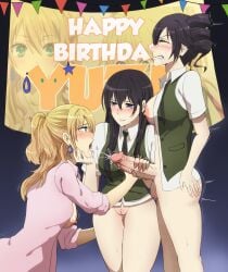 2girls1futa aihara_mei aihara_yuzu artntai assisted_fellatio big_penis birthday citrus_(saburouta) cuckquean cum_in_mouth curious futa_on_female handjob happy intersex momokino_himeko open_mouth oral_creampie threesome