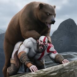 ai_generated bear bestiality_humiliation bestiality_impregnation canonical_scene gay god_of_war kratos parody powerscaling sex shitpost