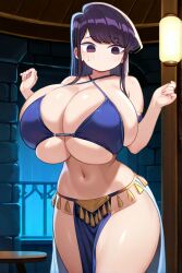 ai_generated belly_dancer belly_dancer_outfit dancing dark_hair exotic_dancer female huge_breasts komi-san_wa_komyushou_desu komi_shouko long_hair no_mouth tagme teenage_girl