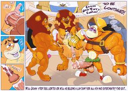 anal anus ball_fondling balls coliseum comic crash_(series) crash_bandicoot crash_bandicoot:_warped cum cum_in_ass cum_inside cumshot doctor_neo_cortex english_text foreskin full_color gangbang gaping_anus gay gladiator lion_(crash_series) male male_only muscular oral penis tawny_otter tawnyotter tiny_tiger torn_clothes uncut yaoi