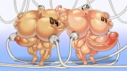 bad_anatomy cable demon_tail hyper_muscles hyper_pecs male muscles muscular nude penis tail veins what