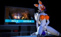 3d animatronic anthro big_breasts breasts canid canine dildo female five_nights_at_freddy's five_nights_at_freddy's_world fox hi_res lolbit_(fnaf) machine mammal masturbation nipples nude open_mouth orgasm pussy robot rythmit sex sex_toy smile solo source_filmmaker spreading text tongue video_games