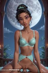 1boy 1boy1girl 1girls ai_generated aqua_bra black_hair blue_bra bra breasts brown_eyes candle candlelight collarbone cowgirl_position cum cum_in_pussy dark-skinned_female dark_skin disney disney_princess earrings female female_pubic_hair full_moon garter_belt hair_ornament hi_res indoors jewelry lingerie lips looking_at_viewer makeup male male_pubic_hair moon navel night night_sky parted_lips patreon_username penis pov progenarts pubic_hair pussy sex sky small_breasts solo_focus spread_legs straddling straight the_princess_and_the_frog tiana uncensored underwear underwear_only vaginal_penetration vaginal_sex watermark web_address window