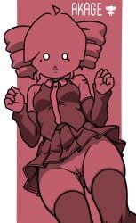 1girls 2d 2d_(artwork) ahoge akage_(vocaloid) ass_visible_through_thighs breasts cameltoe clothed clothed_female clothing dot_eyes edit edited female female_only friday_night_funkin fully_clothed going_commando kasane_teto kasane_teto_(akage) low-angle_view medium_breasts moltarhailk223 mv_character no_panties plump plump_labia plump_pussy pussy pussy_lips red_body red_hair simple_background skindentation skirt solo solo_female surprised_expression thick_thighs thighhighs thighs triangle_mouth upskirt utau vagina vulva white_eyes wide_hips