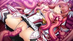 blush breast_sucking breasts breasts_out celestia_paladin censored clenched_teeth covered_navel female game_cg inoino kouyoku_senki_exs-tia large_breasts large_variant_set layered_skirt leotard long_hair lying magical_girl mosaic_censoring nipple_stimulation nipple_tweak nipples non-web_source official_art pink_hair purple_eyes pussy rape red_trim restrained rieszverne_suzette_paladill shiny_skin skirt solo spread_legs teeth tentacle tentacle_pit tentacle_sex thighhighs torn_clothes torn_leotard vaginal_penetration variant_set white_thighhighs wide_spread_legs