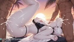 1girls ai_generated angel beach big_breasts bikini bikini_bottom bikini_top black_lipstick blowjob breasts breasts_out bukkake cum cum_in_mouth cum_in_pussy cum_inside cum_on_ass cum_on_breasts cum_on_face cum_on_hair curvy curvy_body curvy_female dark-skinned_male deepthroat dreamyan_ai excessive_cum eyeshadow facial fellatio from_side gangbang group group_sex halo hazbin_hotel hi_res high_quality high_resolution highres interracial irrumatio lute_(hazbin_hotel) lying lying_on_back makeup multiple_boys multiple_penises nipples on_back oral oral_sex pale_skin short_hair spitroast thick_ass thick_thighs thighs uncensored vagina vaginal_insertion vaginal_penetration vaginal_sex white_hair white_skin wings yellow_eyes