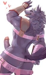 armor ass bathym canine clothed clothing demon erection heart horn invalid_tag male male_only mammal muscular muscular_male nuko0923 nukochi penis skimpy tokyo_afterschool_summoners unconvincing_armor wolf